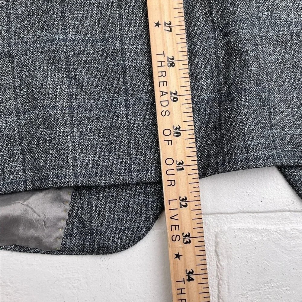 Hart Schaffner Marx Blazer Men 42R Gray Blue Plaid‎ Gold Trumpeter Carlanda USA